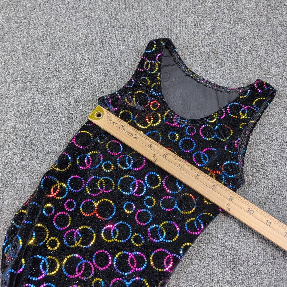Motionwear Y2K Gymnastics Leotard 6X-7 Black Rainbow Glitter Sparkle Dance Tank - Picture 7 of 8